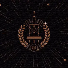 Das **Fusion Festival Logo** mit einem stilisierten Netzwerk im Lorbeerkranz, umgeben von Sternen und Strahlen.