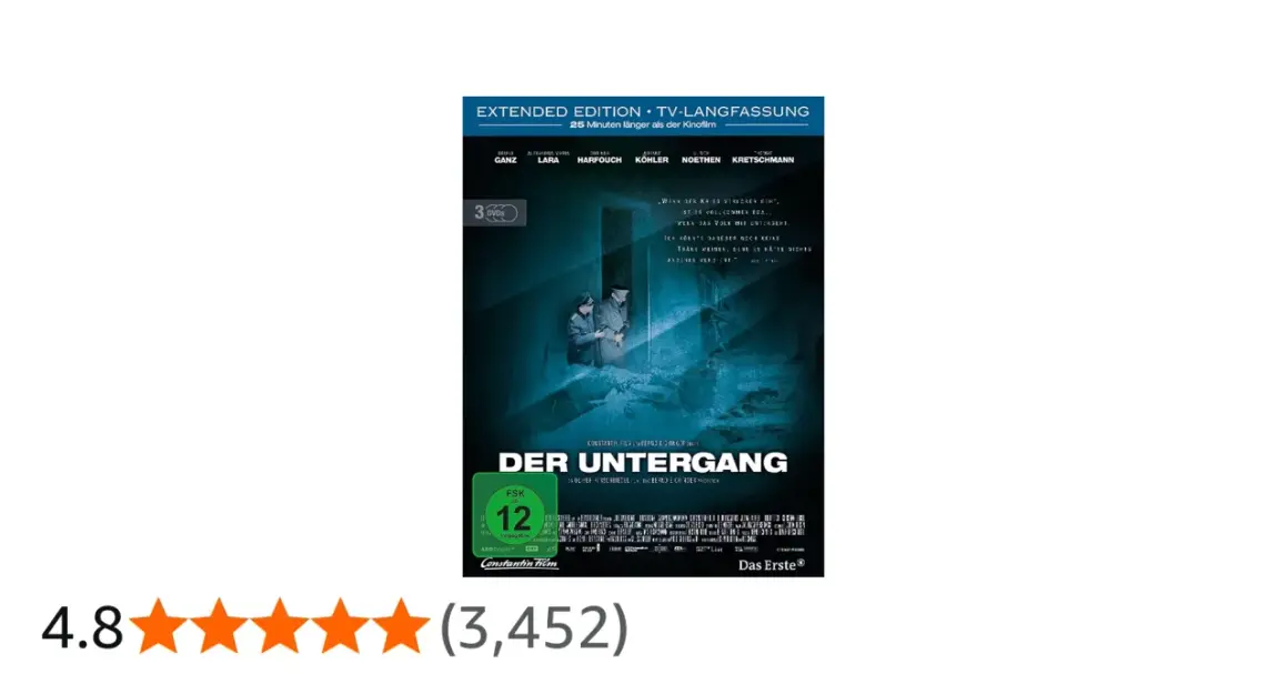 DVD-Cover von "Der Untergang" mit Bruno Ganz. Die erweiterte TV-Langfassung ist in der Mediathek verfügbar.